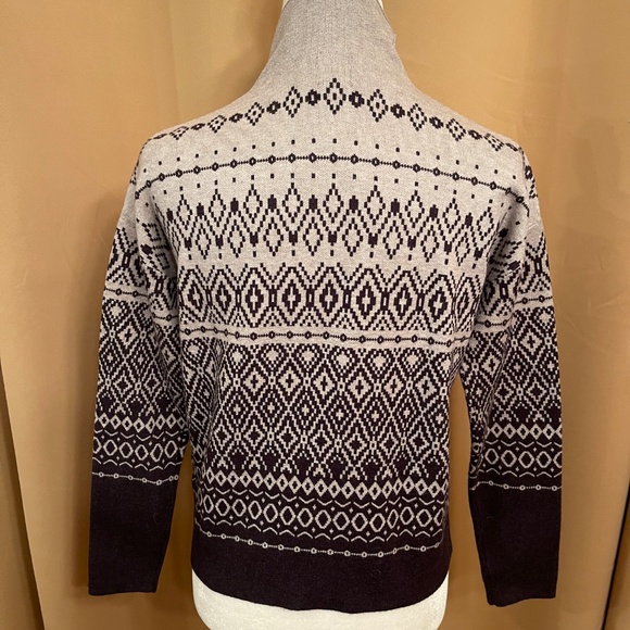NEW! Joie Fair Isle Grey/Black Funnel, Mock Neck Pull Sweater Size XS - Picture 11 of 11
